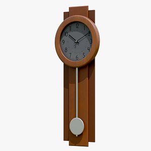 Modern Wooden Pendulum Wall Clock 3D model