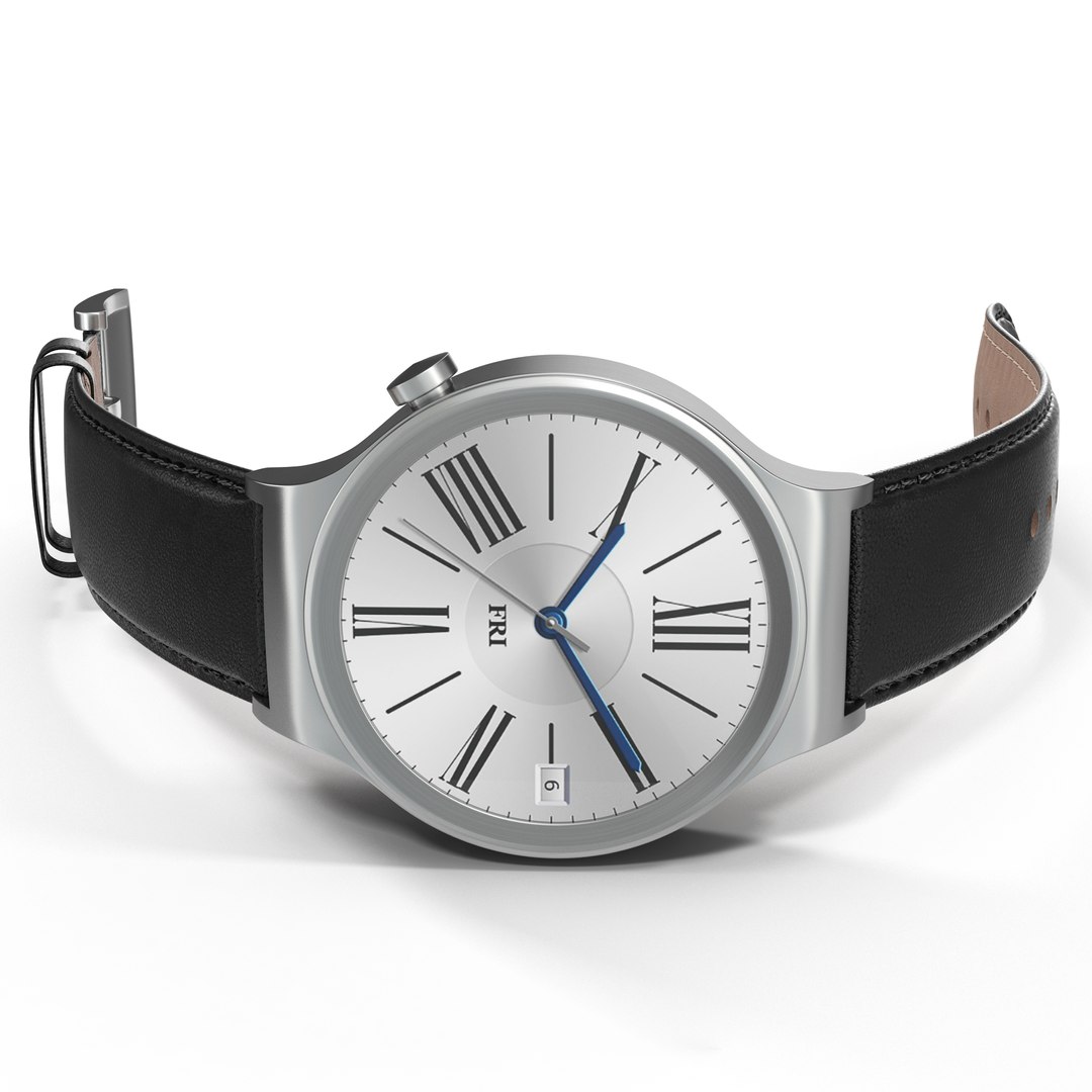 Huawei Watch 2 Leather Band 3D Model 3D model preview