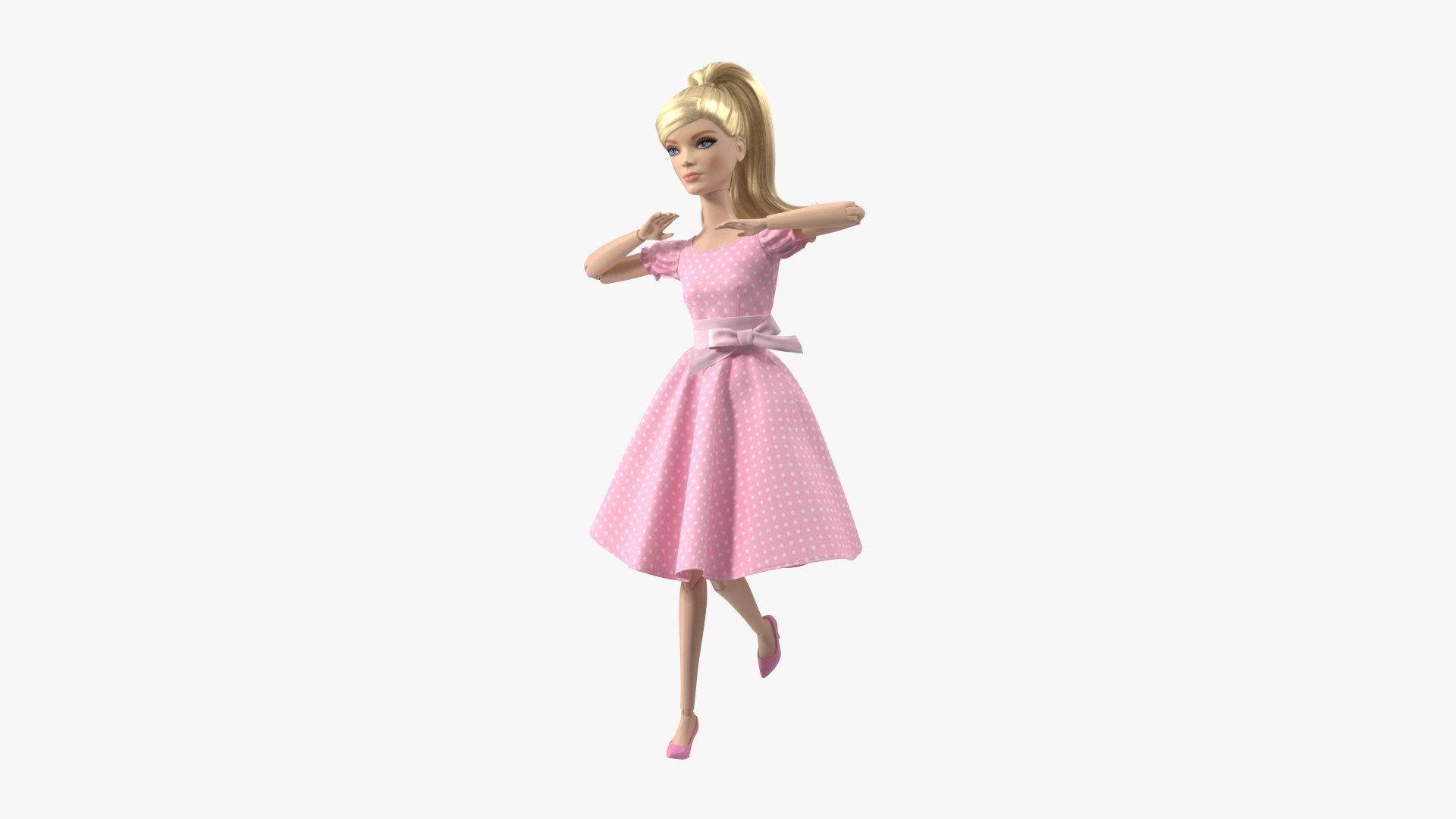 Barbie Doll In Pink Dress Rigged For Cinema 4D 3D Model