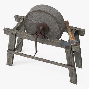 3D Sharpening Stone with Axe Old