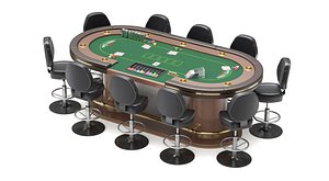 3D Poker Table Set model