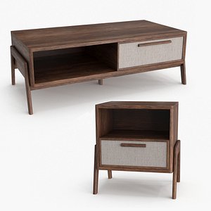 3D model Nadene Coffee Table and Nightstand Brown