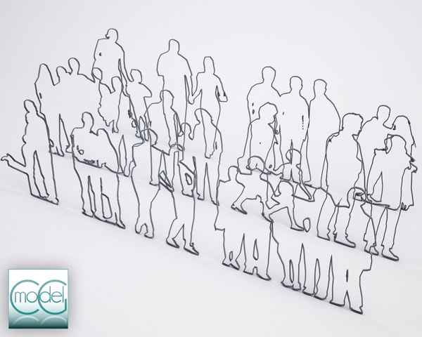 silhouette people 3d model