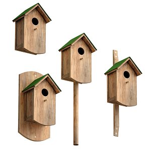 Wooden birdhouse 3D model