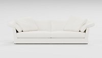 Ivory Sofa Rounded Arms Loose Cushions