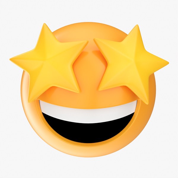 modelo 3d Emoji 077 riendo con ojos en forma de estrella