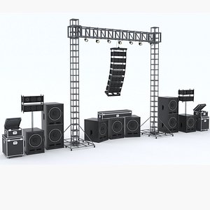 Concert Stage and Equipment 3D model