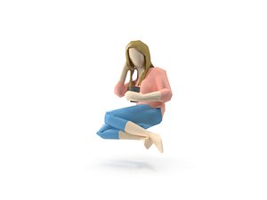 Low Poly Girls Sit In Beanbag