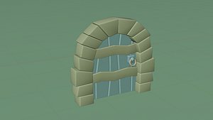 Old door with little polygon 3D