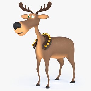 3D model rigged cartoon christmas deer