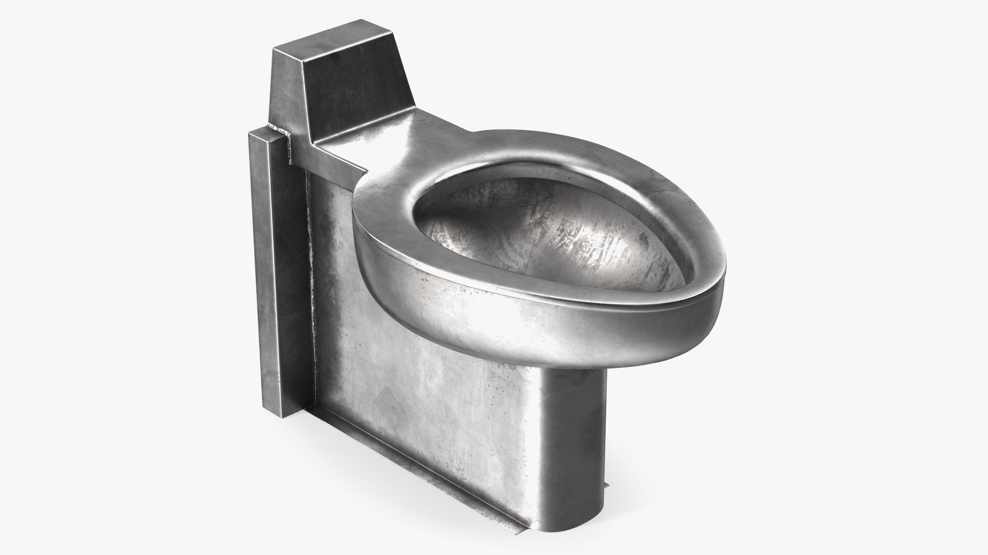 Floor Stainless Steel Toilet Used 3D model preview