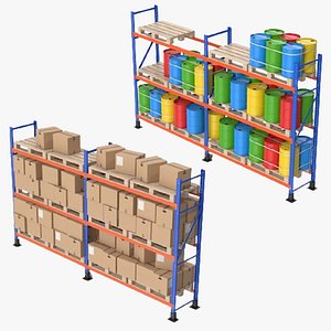 Warehouse Pallet Racks 2 3D model