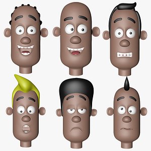 (RIGGED)Cartoon Head Character With Different Emotions