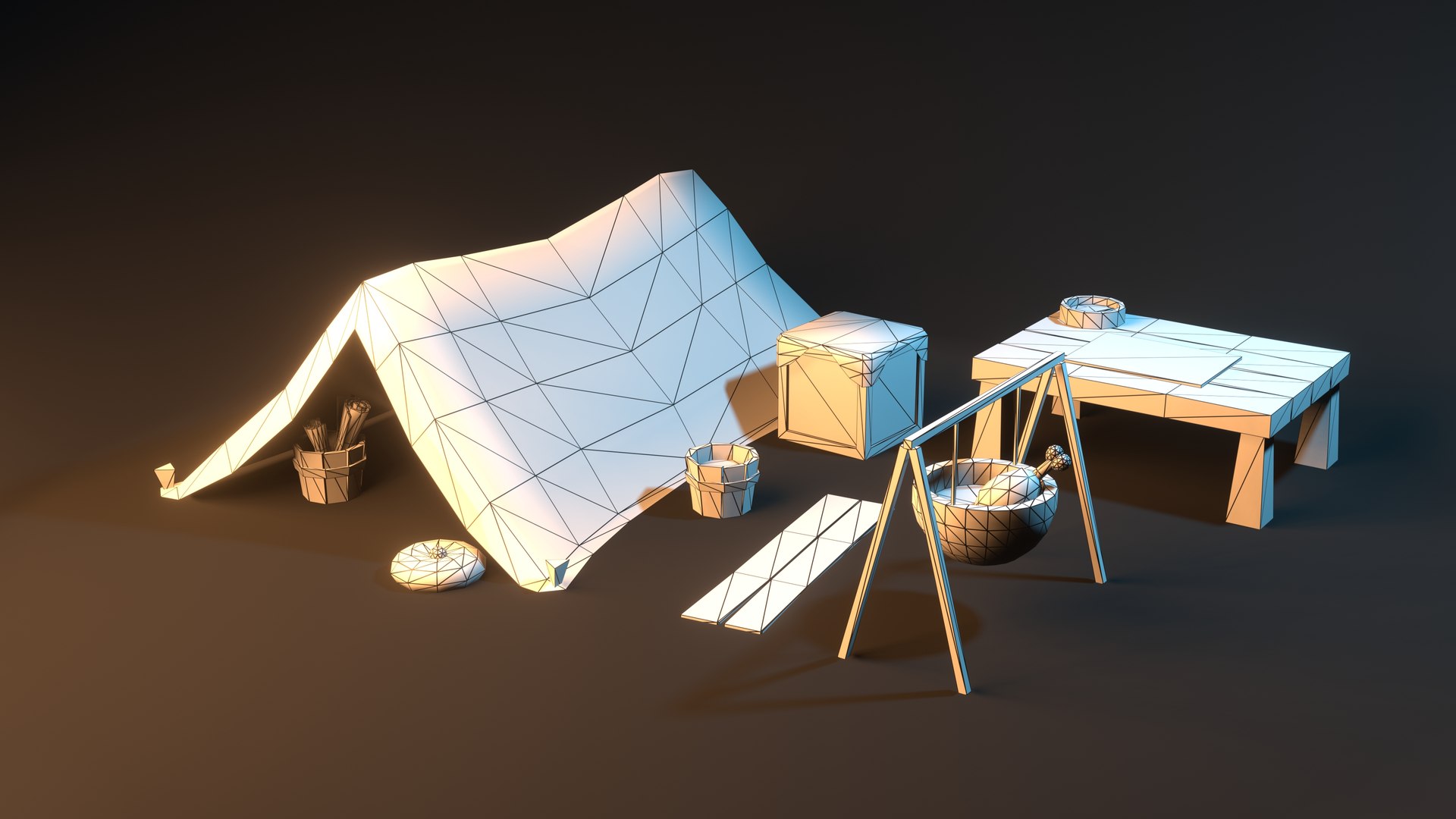 Game Ready Low Poly Stylized Campsite 3D Model - TurboSquid 1848872
