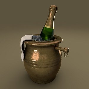 3D champagne bucket bronze model