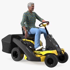 Man with Riding Lawn Mower Cub Cadet CC30E