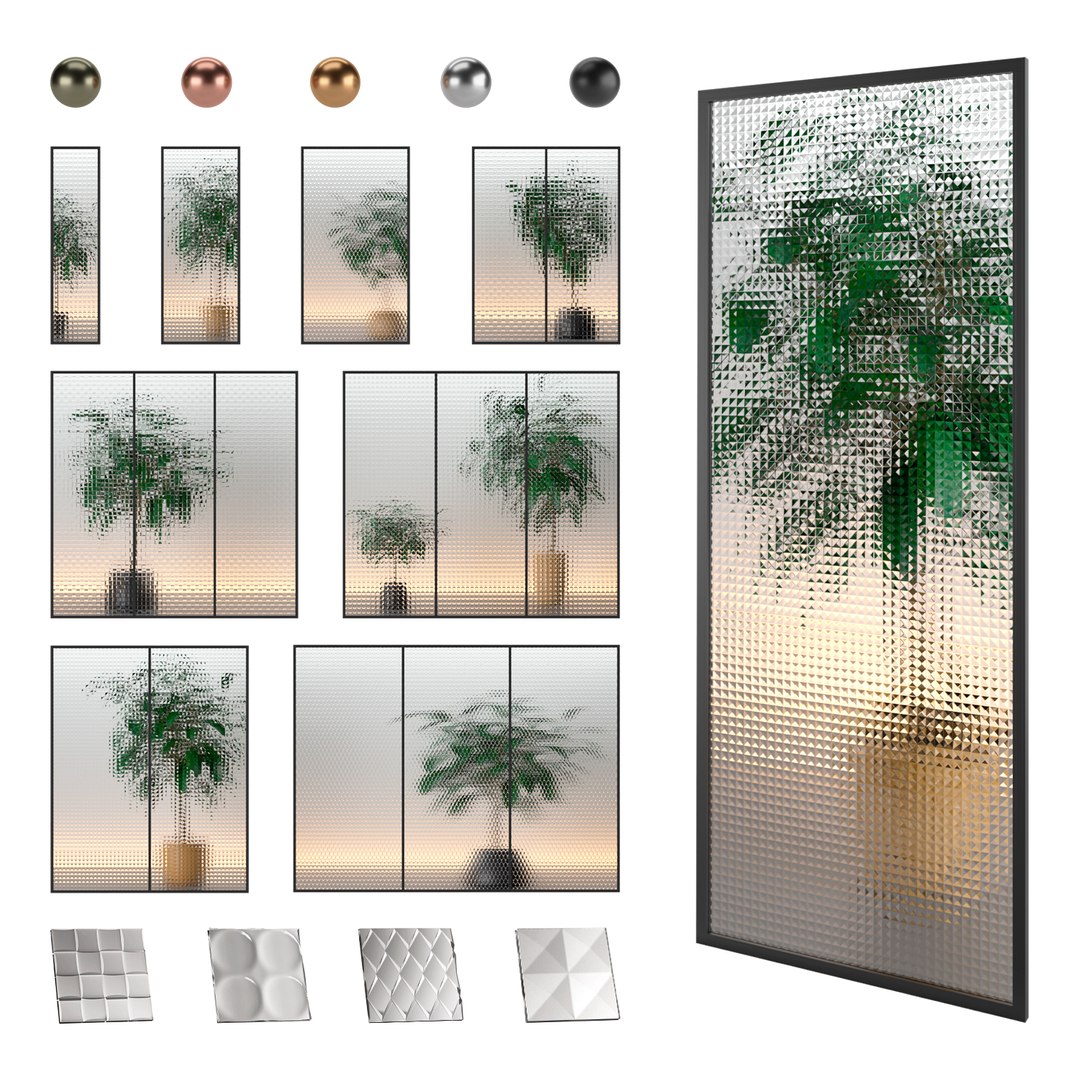 3D Model Glass Partition Set 01 - TurboSquid 1905659