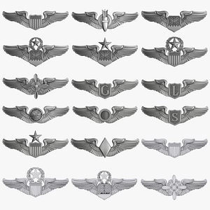 USAF Wings Badge set 3D Model Pack