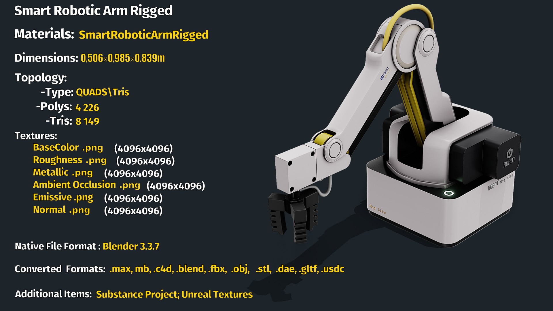 Smart Robotic Arm Rigged 3D Model - TurboSquid 2078720