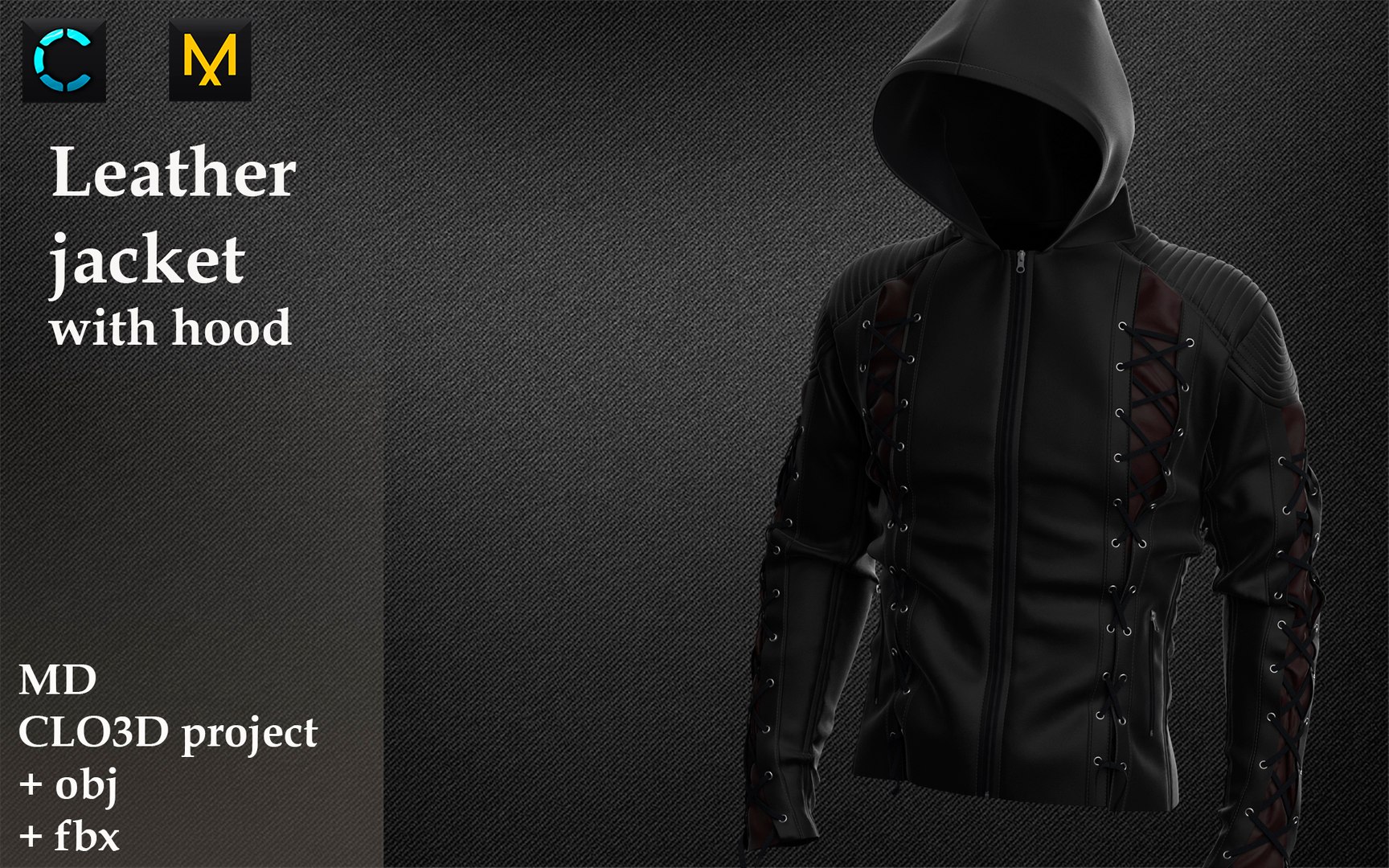 3D Leather Jacket with hood model - TurboSquid 2067791