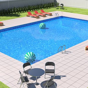 Swimming Pool and Garden 3D model