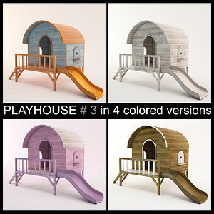 High quality Wooden Children Playhouse with Slide ready to use for playgrounds
