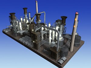rafinery industry scene 3d c4d