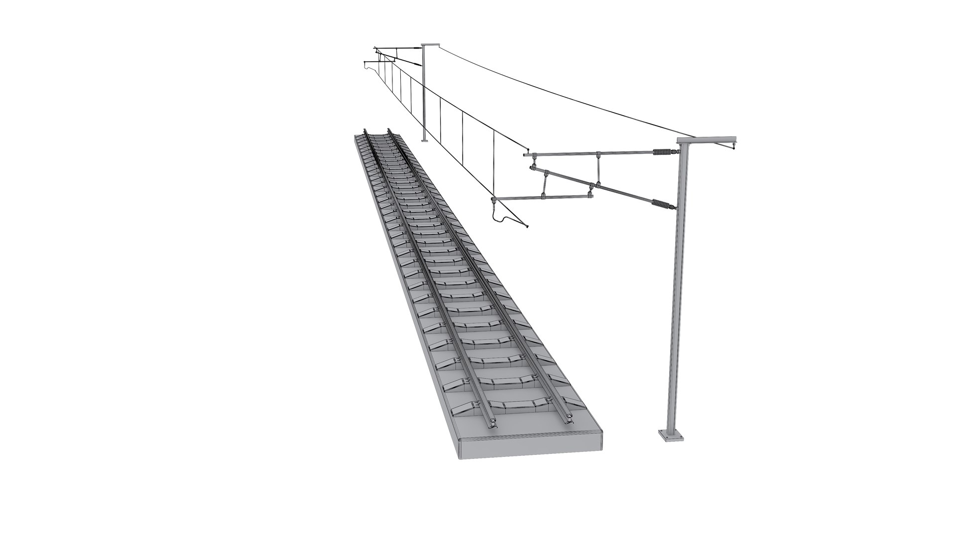 3D Model Railway Track Electrified - TurboSquid 2282846