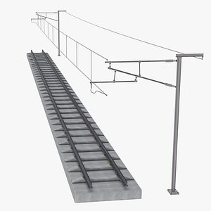 3D model Railway Track Electrified