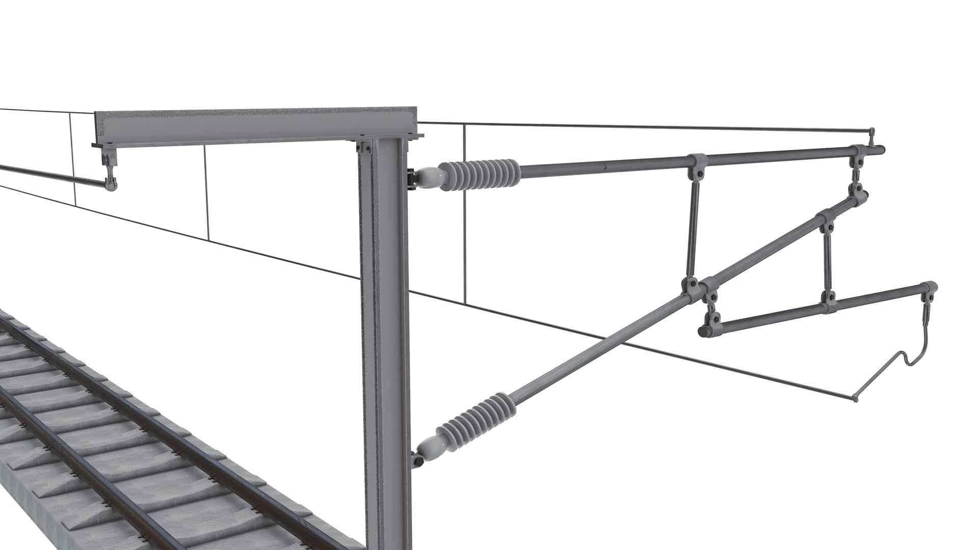 3D Model Railway Track Electrified - TurboSquid 2282846