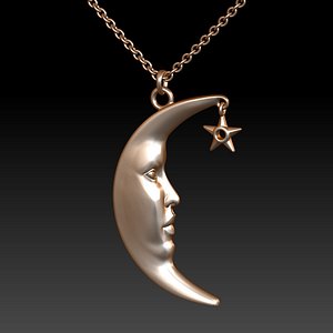 3D moon star pendant model
