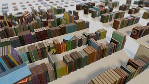 pbr books set 3D model