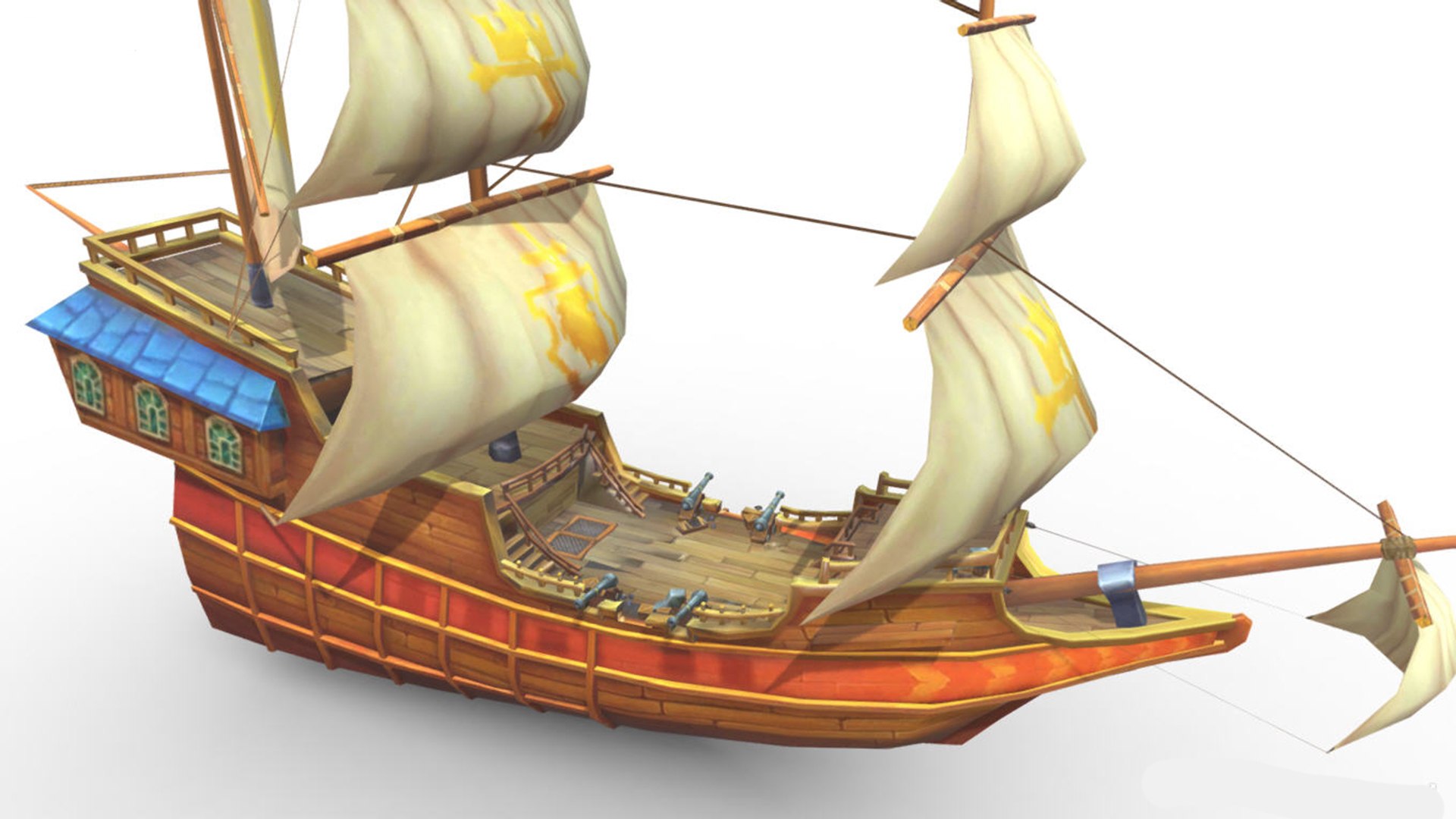 Anime pirate ship 001 model - TurboSquid 2090043