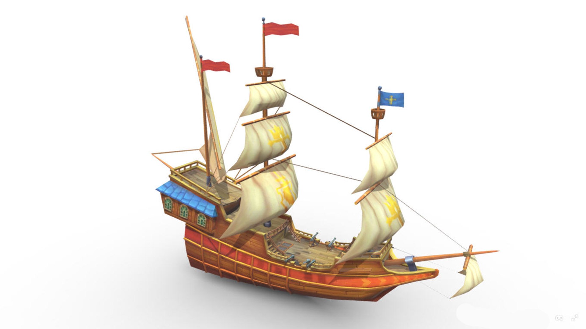 Anime Pirate Ship 001 Model - Turbosquid 2090043