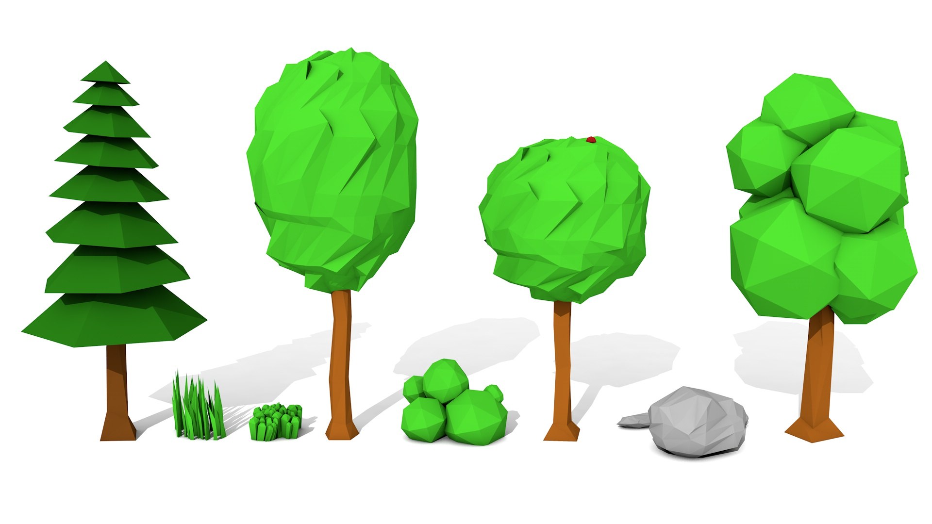 Trees Rocks Grasses 3d Model