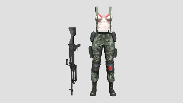 Feminino casual militar combate outfit calças superiores botas arma Modelo  3D - TurboSquid 1971943