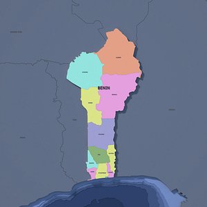 Benin Admin 1 3D Map - Mercator