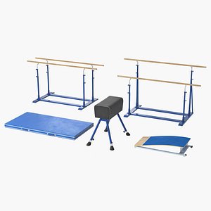 3D realistic gymnastics equipment set