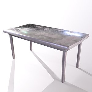 Old steel laboratory table for morgue autopsy PBR Low-poly 3D model