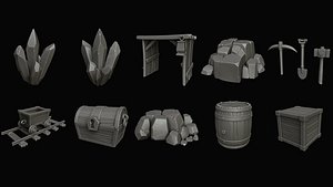 Stylized pack Mine 3D model