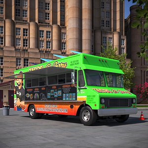 3D Food Truck Tacos El Jerry Green Rigged model