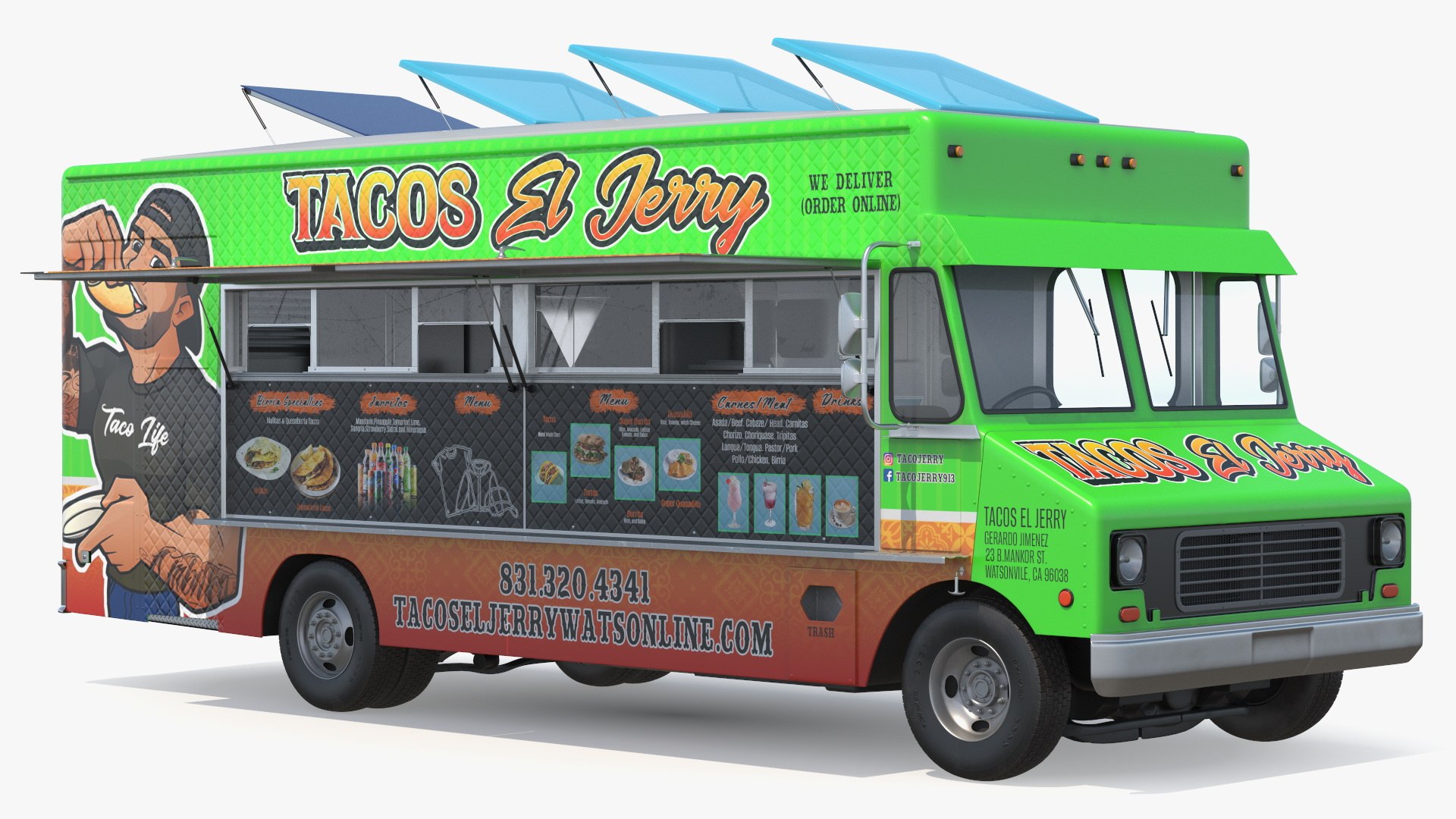 3D Food Truck Tacos El Jerry Green Rigged Model - TurboSquid 2413672