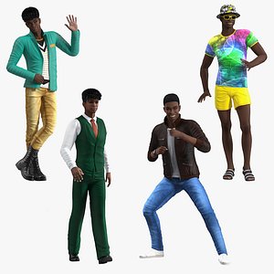 Dark Skin Teenage Boys  Rigged Collection for Modo 3D model