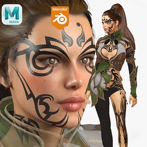 Realistic Rigged Medieval Action Girl-Timsha Character 3D Model model