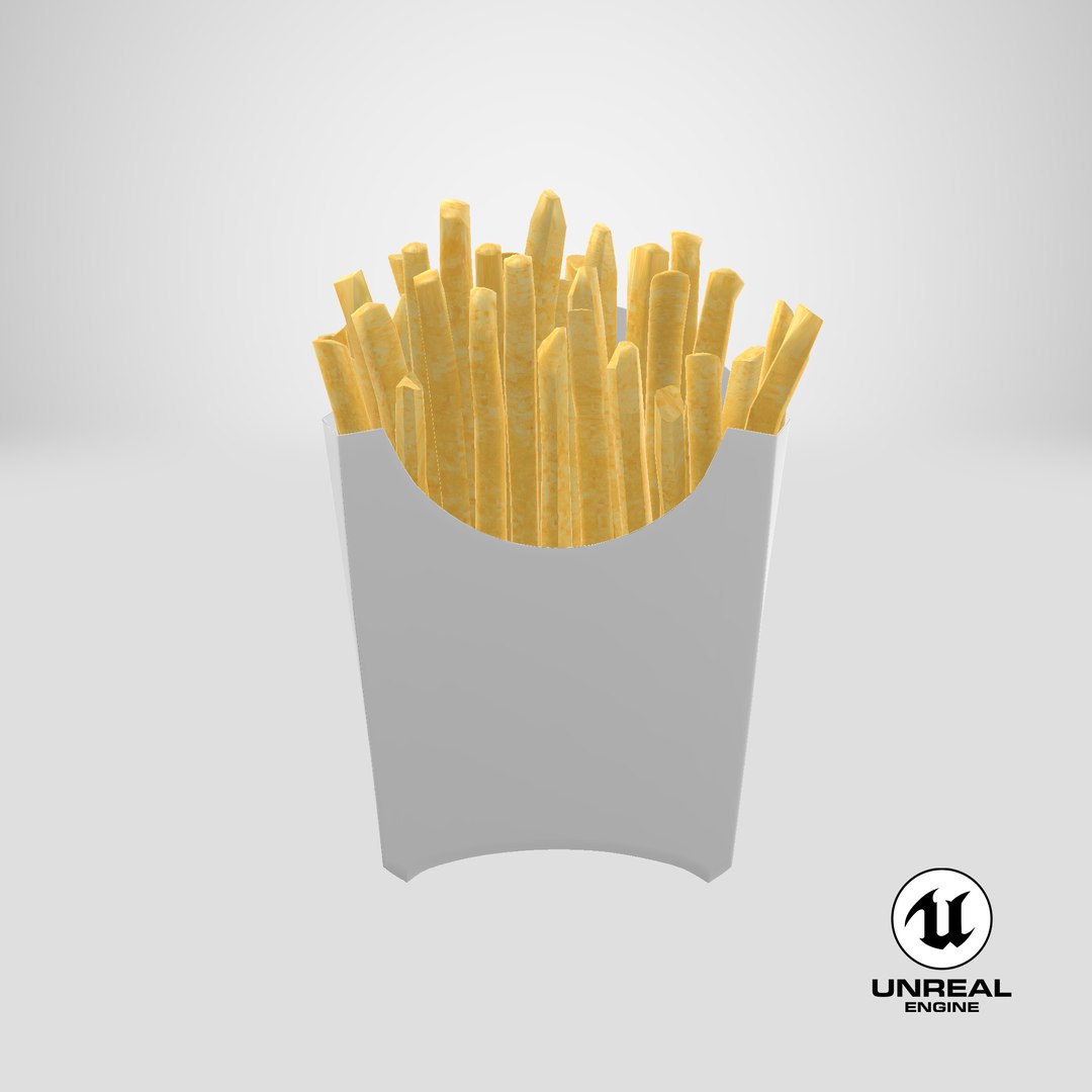 Fast food french fries paper box 01 3D model