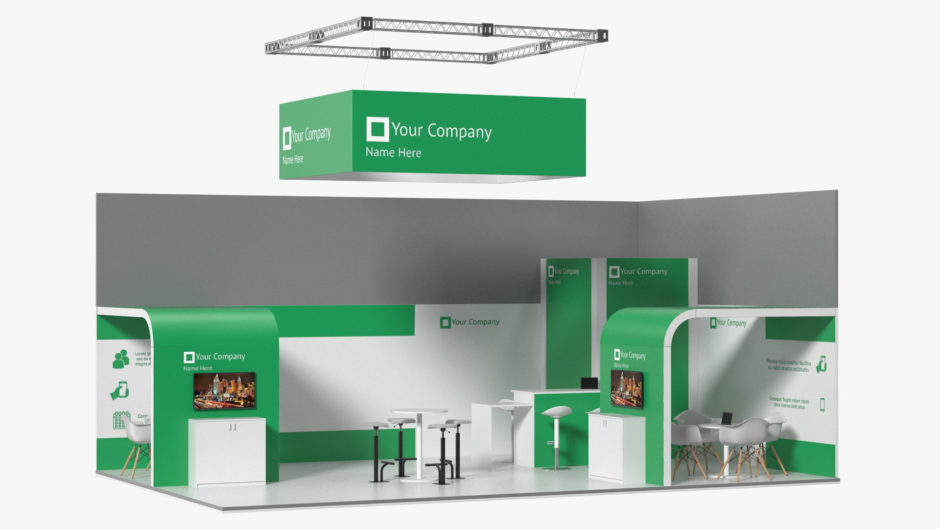 Exhibition Stand Green 3D model preview