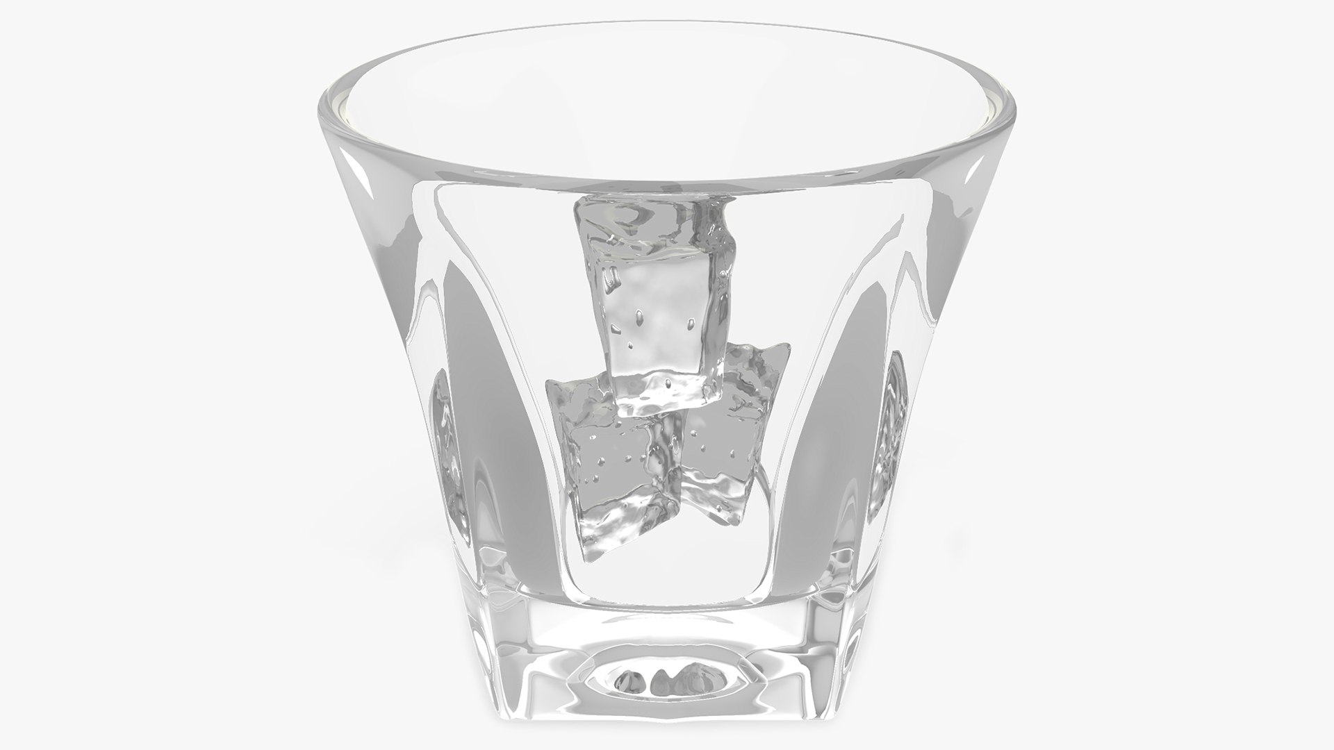 Empty Shot Glass with Ice 3D model preview