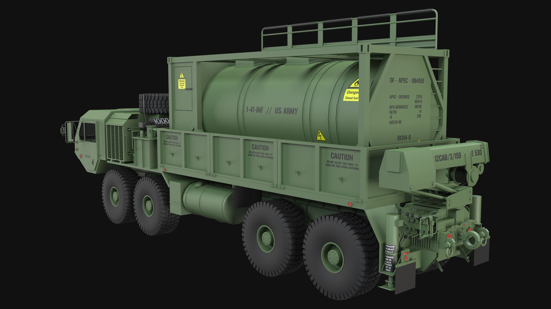 HEMTT Heavy Expanded Mobility Tactical Cargo Truck With Fuel Container ...