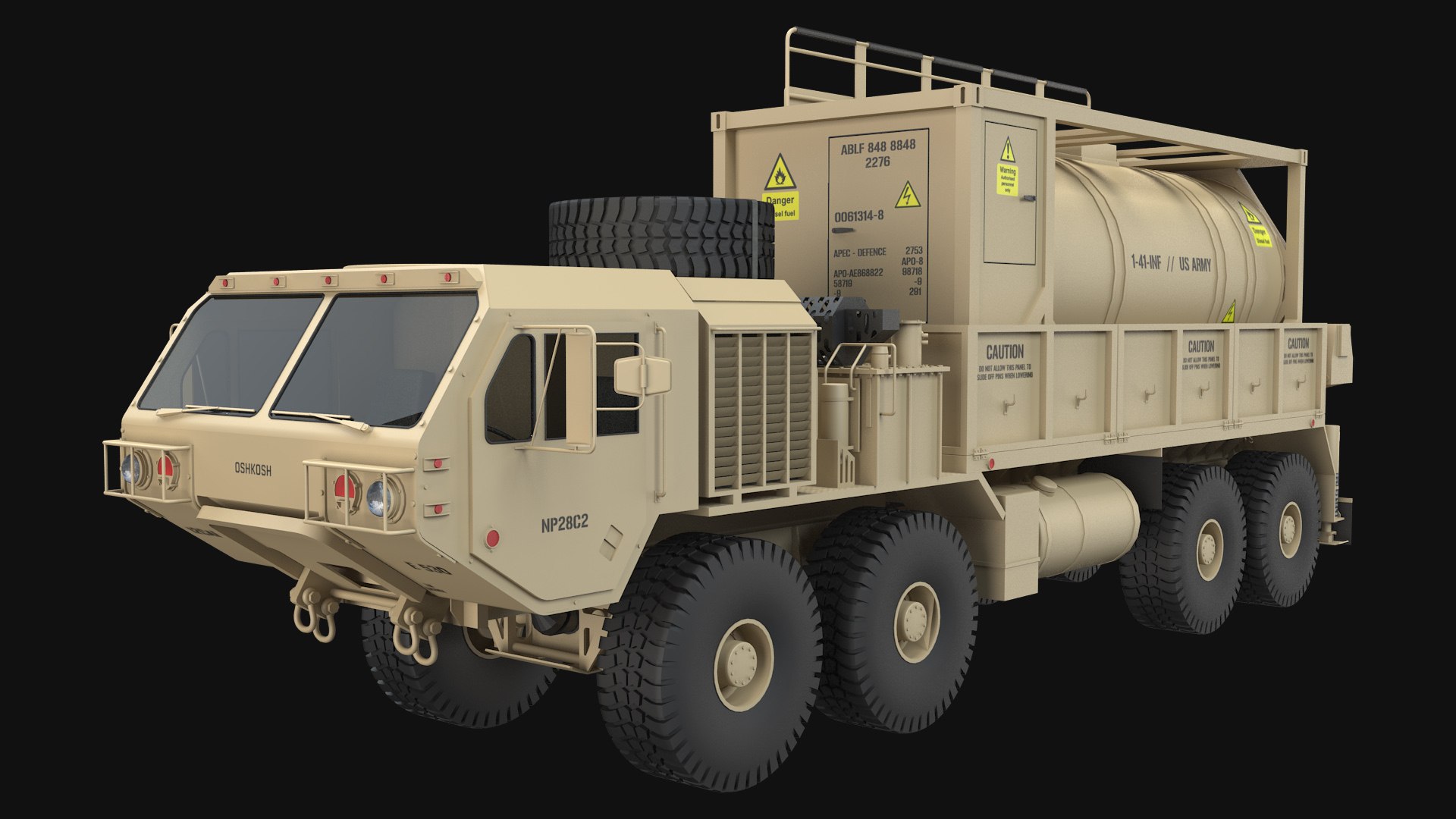 HEMTT Heavy Expanded Mobility Tactical Cargo Truck With Fuel Container ...