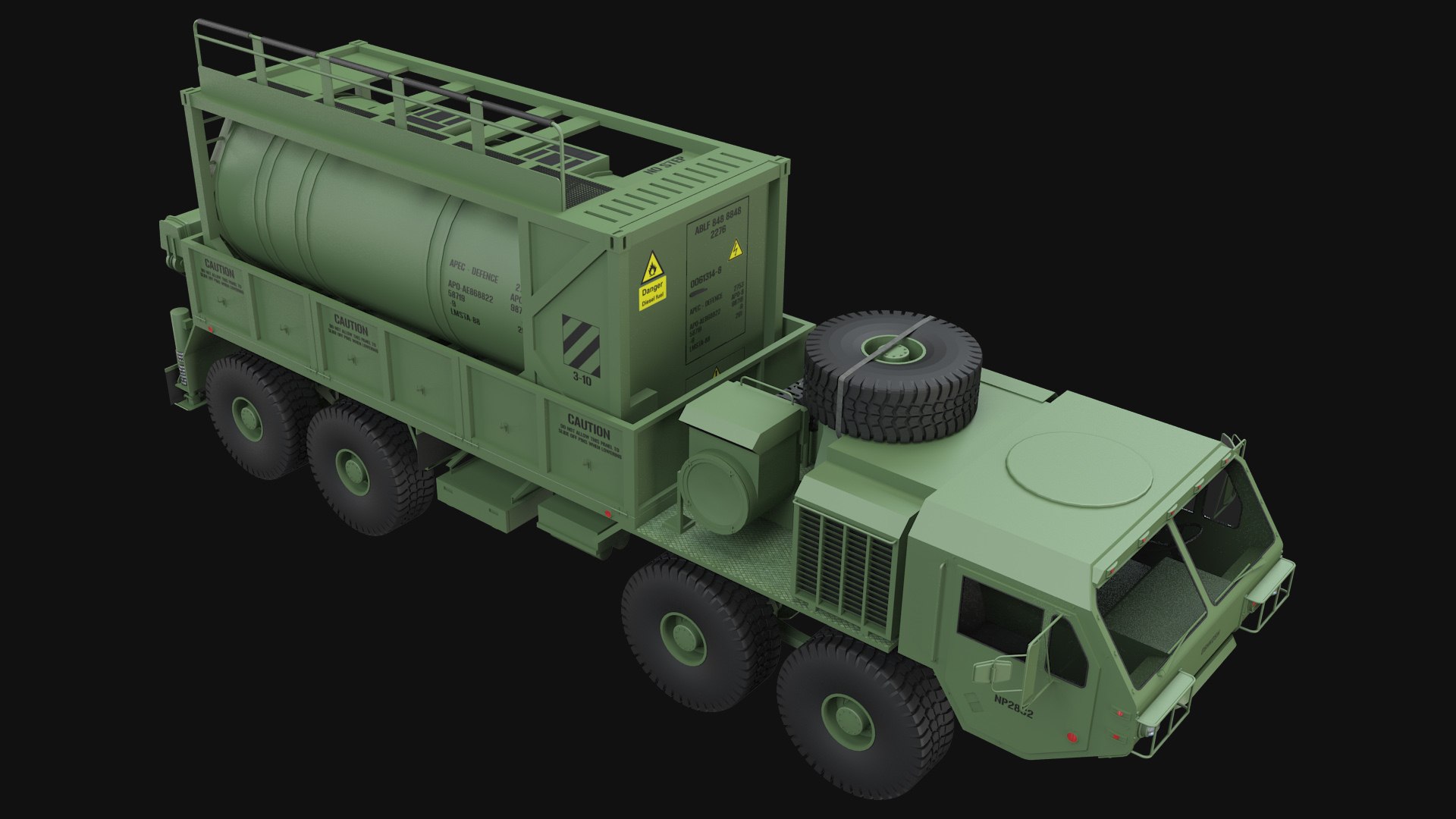 HEMTT Heavy Expanded Mobility Tactical Cargo Truck With Fuel Container ...